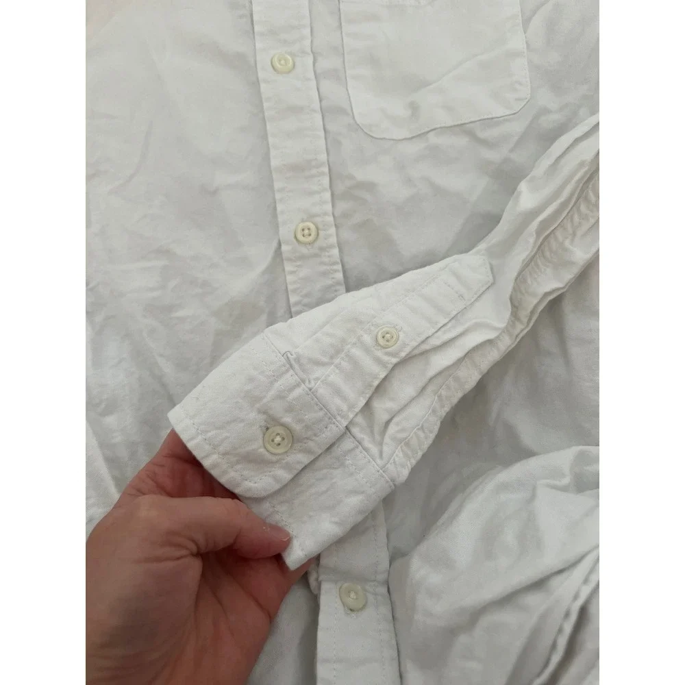 The Children's Place Button Down Shirt Kids 10/12 White Cotton Long Sleeve